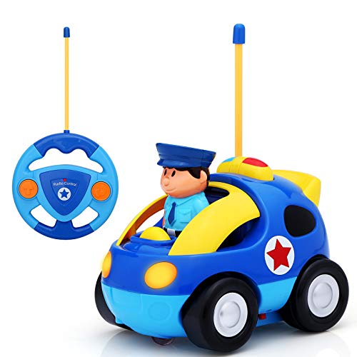 KingsDragon Remote Control Car, Cartoon RC Police Car Race Car with Lights and Music,Radio Control Toys for Kids Young Children and Toddlers,Perfect Birthday Xmas (Blue)