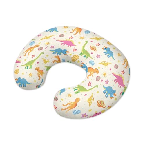 Image of Colorful Dinosaur Pillow Cover for Infant Snug, Breathable Neutral Breastfeeding Pillow Cover for Bottle Feeding, Lightweight Durable