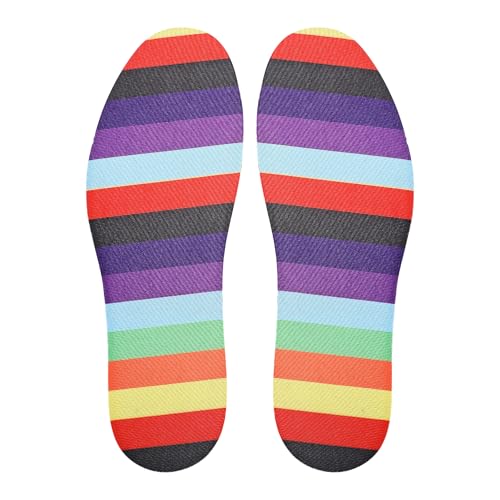 Image of No Show Socks for Women Inner Soles,Barefoot Sockless Non Slip Shoe Inserts,Anti-Odor,Washable,Rainbow Print,Size 6-9