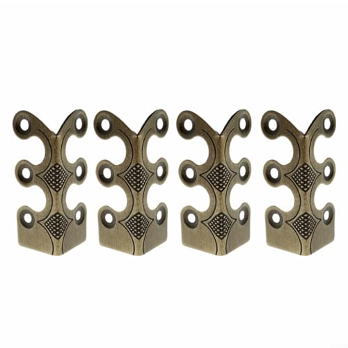 Glewi Protectores de esquina de latón antiguo, herrajes decorativos de 48 mm para paredes de muebles y escritorios, incluye tornillos de montaje, paquete de 4 (bronce)