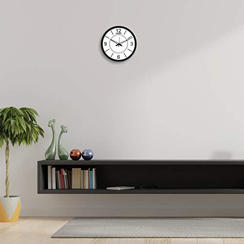 Image of Amazon Brand - Solimo 12-inch Wall Clock - Designer (Silent Movement, Black Frame)