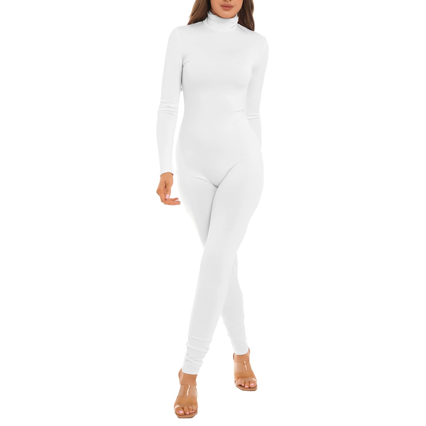 inhzoy Mono de Una Pieza con Manga Larga para Mujer Mono Deportivo de Color Sólido de Moda con Pantalones Largos para Yoga Entrenamiento