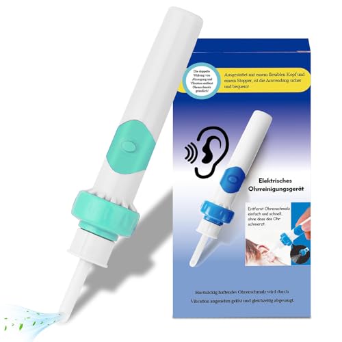 Ohrenschmalz Entferner Sauger, Oroclear Ohrenschmalz Ohrenreiniger,Elektrischer Ohrenschmalz Entferner mit Sauger und Waschbaren Ersatzköpfen,Zubehörset für Familien-Minzgrün
