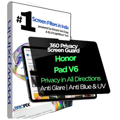 Image of Pxin BRIOPIX 360 Privacy Screen Guard Compatible with Honor Pad V6 | Anti Glare, Anti Blue Light, Anti UV | Anti Scratch | No Eye Strain | Landscape, Portrait Use | Privacy Filter