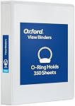 Oxford Binder, 1.5" Round Ring View Binder, ClearVue Covers on 3 Sides, XtraLife Hinge, Non-Stick PVC-Free, White, 350-Sheet Capacity, for School, Office, and Home Organization