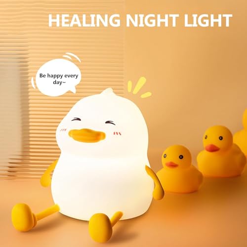 Image of Night Lamp for Bedroom | Touch Control Silicone Lamp with 7-Colour Changing Light | USB Rechargeable Bedside Girls & Boys | Warm White Diwali Decoration Light | Christmas Gift (Duck)