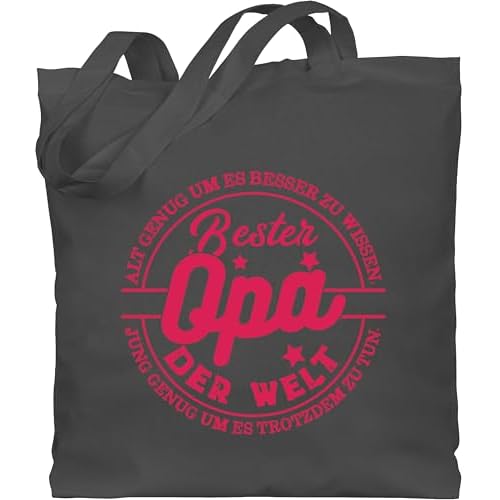 Opa Geschenke - Alt genug um es besser zu wissen - Jung genug um es trotzdem zu tun - Bester Opa - Unisize - Dunkelgrau - Familie - WM101 - Stoffbeutel aus Baumwolle Jutebeutel lange Henkel