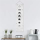 Moon Phase Tapestry Moon Tapestry White Tapestries Cotton Linen Tapestry Wall Hanging for Room (White, 12.8 x 51.2 inches)