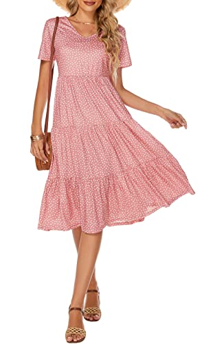 Image of Berydress Women's Casual Summer Tiered Midi Dress 2026 V Neck Boho Sundress
