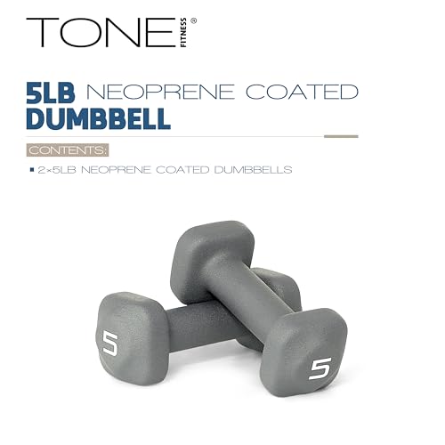 Tone Fitness Neoprene Dumbbell Weight Pairs with Anti-Roll Square Head | Multiple Options