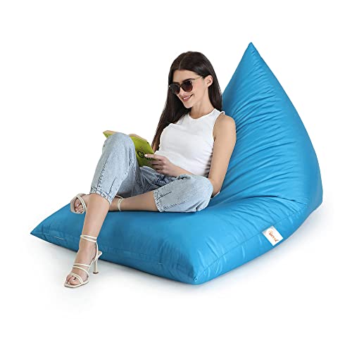 Sattva 5Ft Triangle Bean Bag For Adults - Big Bean Bag Covers Only (No Filling), Love Sack Bean Bag Oversized, All Weather Water Resistant Ultra Soft Zipper, For Dorm & Family Room (Blue) #TOP4