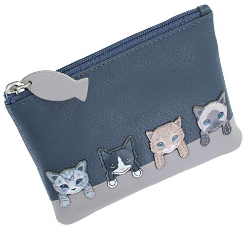 Monedero de piel Mala Leather Colección Best Friends azul marino con acabados premium y llavero