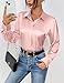 Zeagoo Long Sleeve Shirts for Women Satin Silk Button Down Top Business Dressy Blouse Light Pink
