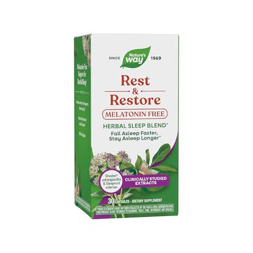 Nature’s Way Rest & Restore, Melatonin-Free Sleep Supplement*, with Ashwagandha,