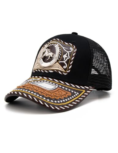 Image of TOPACC Western Trucker Hat for Men Women Cowboy Country Hat Snapback Cap | Novelty Baseball Cap Adjustable Vintage Embroidered Cowgirl hat for Rodeo Western Outfit