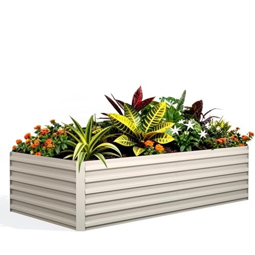 GarveeLife 6x3x2 ft Galvanized Raised Garden Bed, 24" Tall Metal Planter Box for Flowers Vegetables, Rust-Resistant Raised Garden Beds for Gardening,