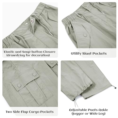 Image of Rolanko Parachute Pants for Girls Y2K Cargo Trousers with Pockets Harajuku Jogger Pants Kids 4-14 Years