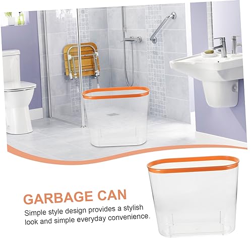 Basurero compacto rectangular transparente para baño miniatura 6