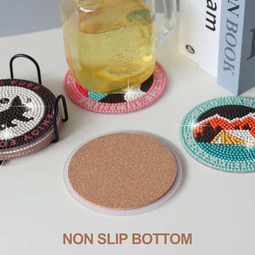 Temlum 6 Pcs Diamond Painting Coasters Kit with Holder - Image 4