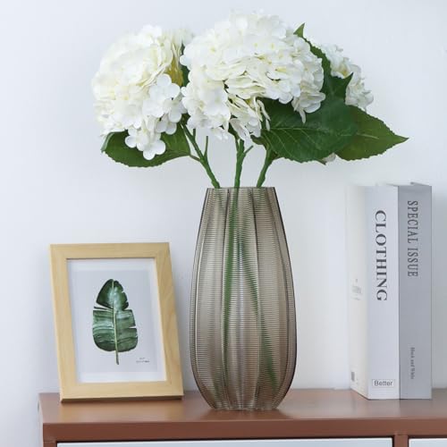 QEEYON Clear Glass Gradient Vase 28cm Tall Modern Large Glass Vase Thickened Crystal Vases for Flowers Floral Arrangement for Centerpieces Living Room, Kitchen, Office, Wedding(Narrow mouth design) - Image 6