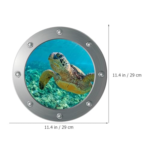 3D Sea Life Wall Sticker Cartoon Ocean Wall Stickers for Boys and Room Bedroom Decals with Underwater Submarine Porthole Design Artistic Removable Vinyl Nursery