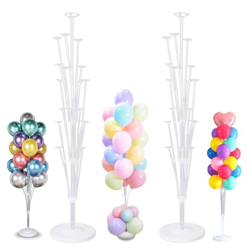 Lot de 2 Supports Ballon 160 cm, Support Ballon Anniversaire avec Socle Remplissable d’Eau, Arbre à Ballon Réutilisable pour Mariage, Fête et Décoration