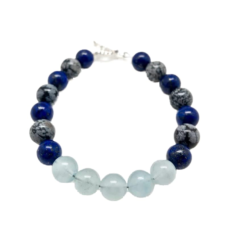 Bracelet de perles de lapis-lazuli et obsidienne de qualité supérieure