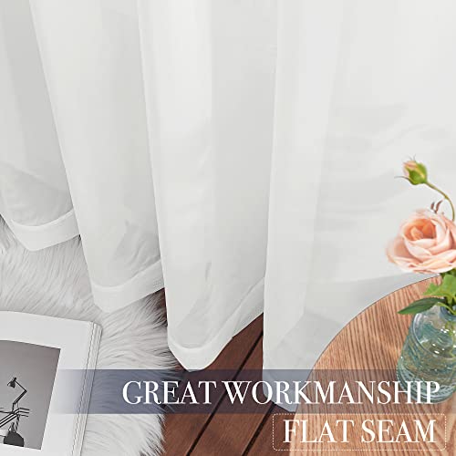 Image of NICETOWN Voile Sheer Window Curtains for Small Window, Rod Pocket Elegant Airy Sheer Curtain Drapes for Nursery /Bedroom, W60 x L45, 2 Panels, Ivory