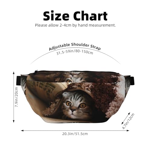 Sac banane de course imprimé chat et sangle réglable pour sport