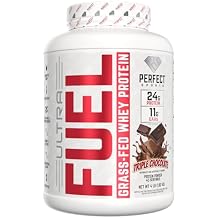 PERFECT SPORTS Ultra Fuel 100% Grass-Fed Wey Protein | No Artificial Colors, Gluten Free, Keto | Low Sugar | 11g EAAs, 2g Carbs, 24g Protein | 4 Pounds Triple Chocolate