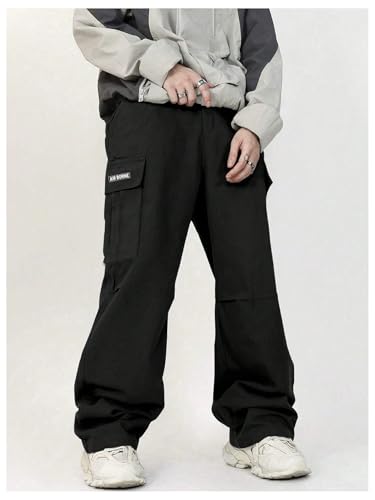 Verdusa Boy's Straight Leg Cargo Pants Elastic Waist Long Trousers with Pockets2