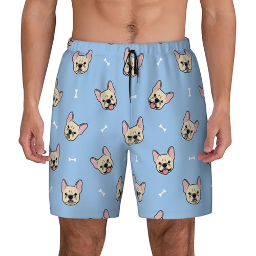Cute French Bulldog Funny Men's Swim Trunks Board Shorts Quick Dry-