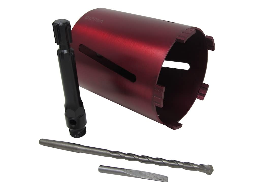 127mm 5" Dry Diamond Drilling Core Drill Bit Turbo Segments with SDS MAX Arbour & Drill Bit