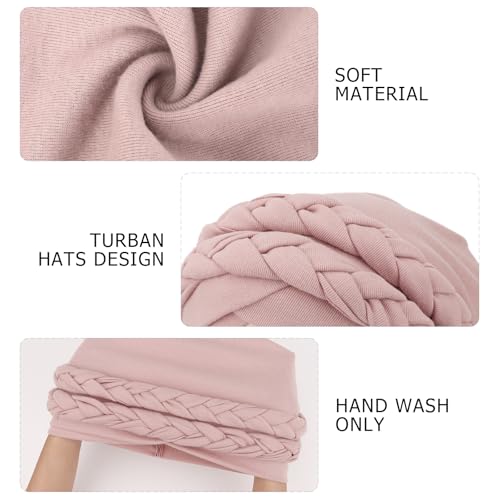 Image of DRESHOW African Women Turban Caps Cotton Beanie Twist Headscarf Pre-Tied Double Twisted Braids Wrap Hat Chemo Cancer Cap