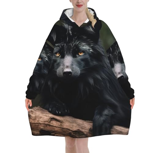 Couverture à capuche EdWal Black Beaver1, plaid imprimé pour vos soirées télé en hiver