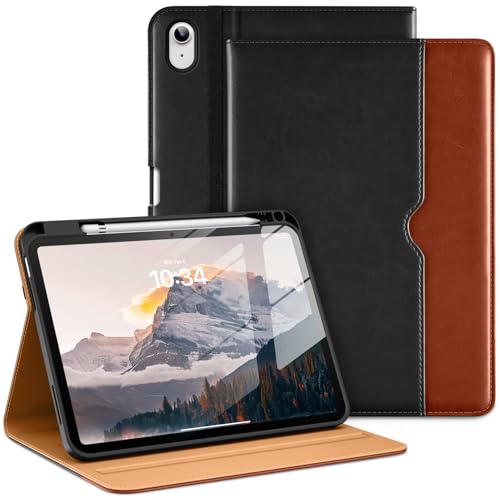 Étui pour iPad 11e génération 11 pouces 2025, housse portefeuille en cuir noir marron