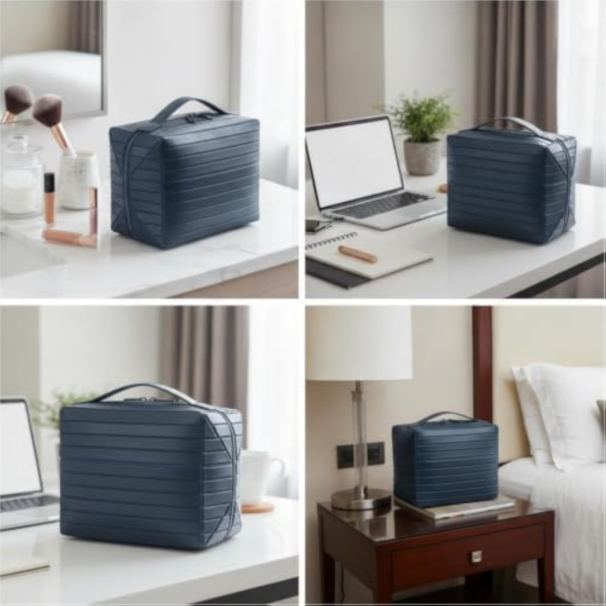Structured Makeup Organizer Bag, Rectangular Travel Cosmetic Case