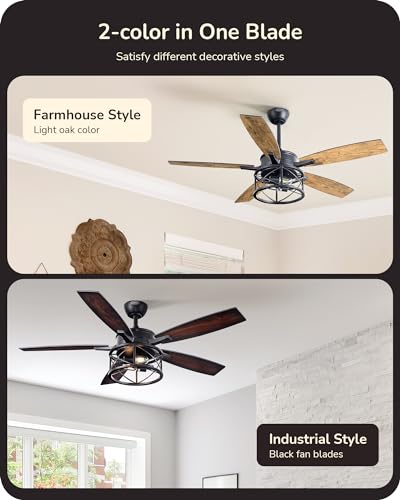 Edishine HCFR01A 52 Inch Farmhouse Ceiling Fans With Lights, Rustic Ceiling Fan thumb #6