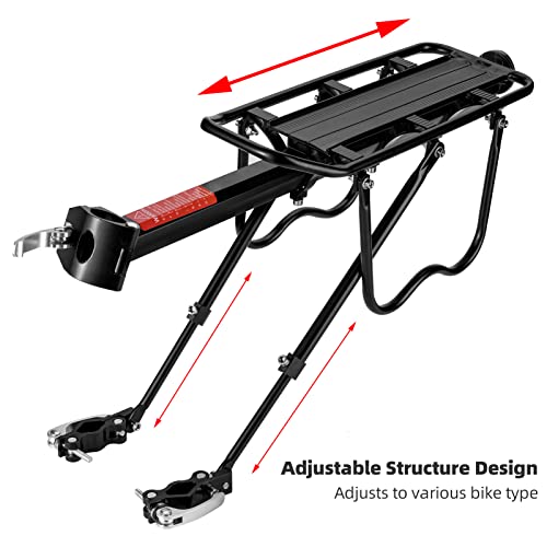 Rockbros Rear Bike Rack Bicycle Cargo Rack Full Quick Release Adjustable Bicycle Carrier Bike Luggage Rack For Back Of Bike Aluminum Alloy 115 Lbs Capacity Black #TOP3