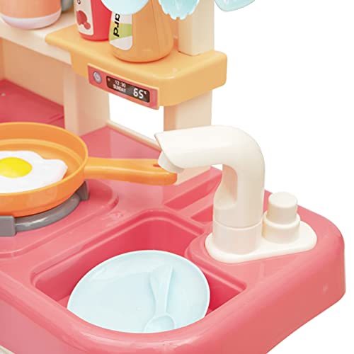 Cozinha Infantil Brinquedo Com Água Luz Som Fumaça 42 Peças BH STORE (Rosa)