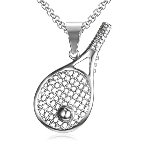 Liitata Collier pendentif raquette de tennis Collier pendentif tennis Chaîne Rock Punk Hip Hop Colliers pour hommes femmes