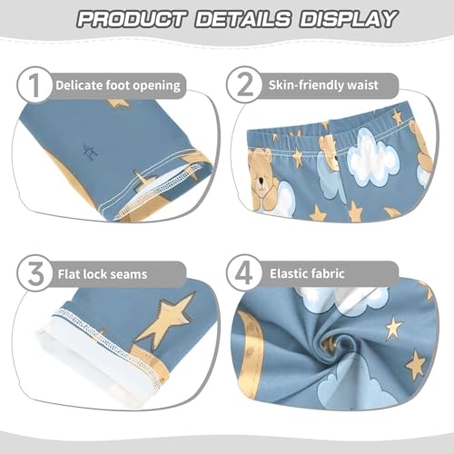 Bolaz Toddler Girls Leggings Printed Yoga Pants Leggings Sleeping Bear Moon Stars for Kids3