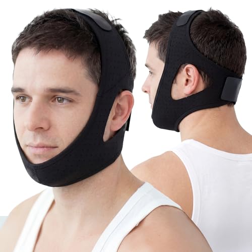 Chin Strap for Sleeping – Adamson Adjustable Anti Snoring Chin Strap for Sleepers, Secure Mouth Closure Support, Breathable & Comfortable Jaw Strap for Night Sleep