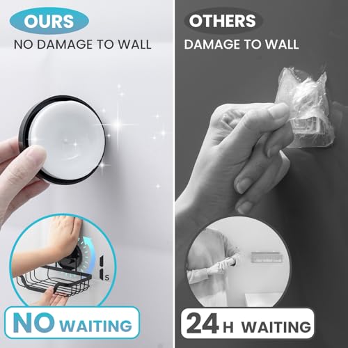 Image of TAILI Soap Dish, Bar Soap Holder Suction Cup, Stainless Steel Sponge Holder | Soap Dish for Shower Wall, Self-Draining Soap Holder Shower for Bathroom & Kitchen, Black