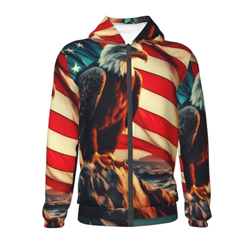 American Flag Eagle Kid Hoodies Boys Zip Up Sweatshirts Girls Pullover with Pocket2