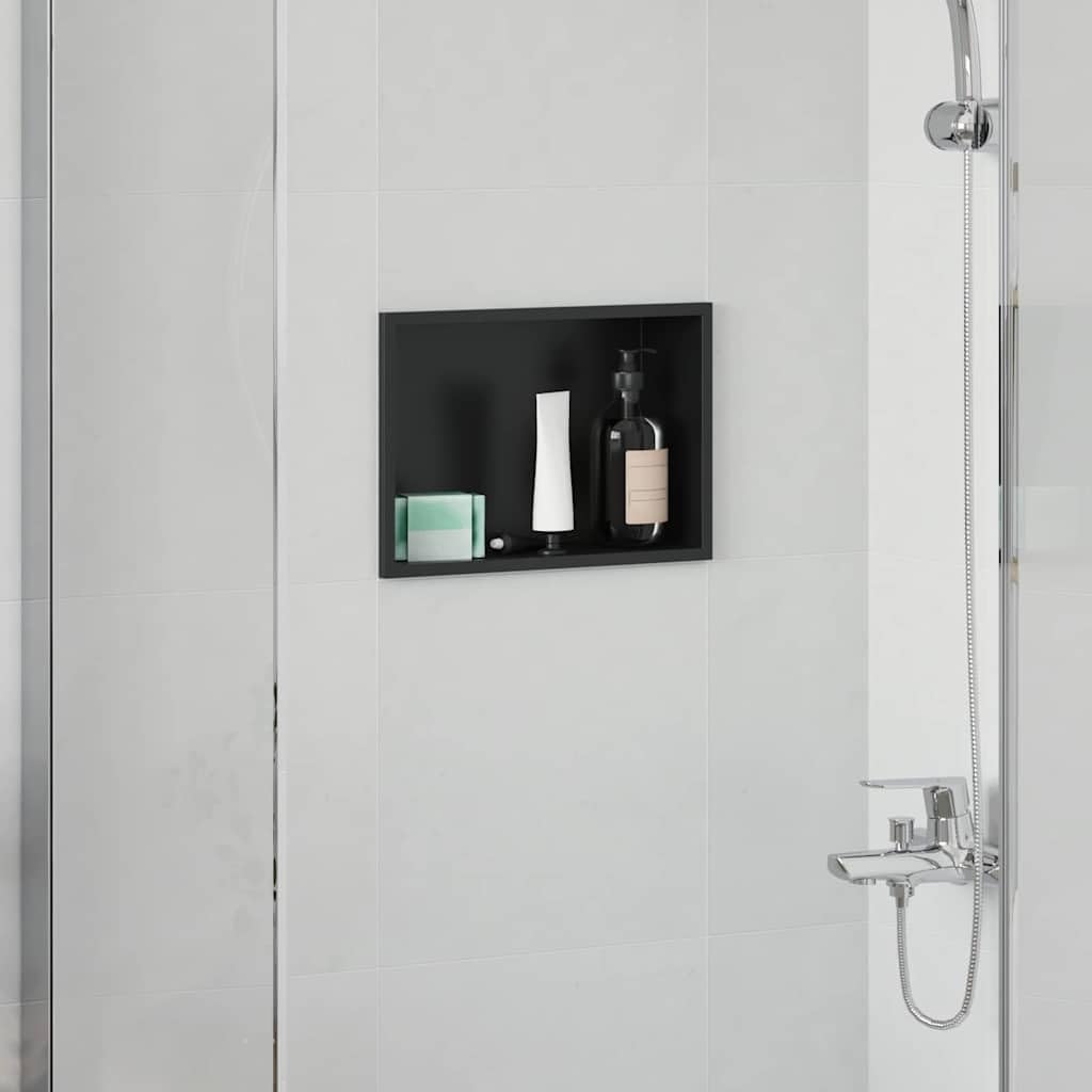 Niche de douche noire inox 30x20cm encastrable pour cabine humide