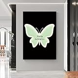 POWRZZZY Entrada de escultura de arte de pared 3D en forma de mariposa,pintura de arte de pared con decoración de piedra arenisca,mural colgante de pintura decorativa(Green,90x130cm)