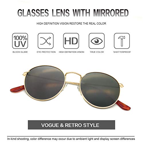 Small Round Polarized/Glass Sunglasses for Women Men Classic Vintage Retro Shades UV4004