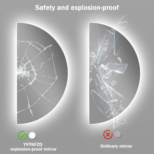 Miroir mural LED anti-buée YVYKFZD avec intensité variable 3 couleurs pour maquillage précis - 6