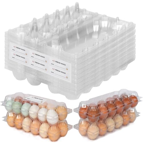 SINLUCESCE 60 Pack Clear Egg Cartons 2×6 Grids